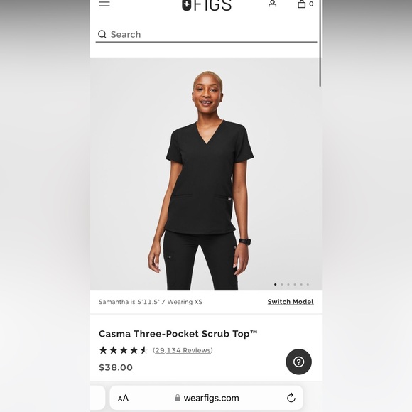 NEW figs women’s 3 pocket scrub top Large black - Picture 1 of 4